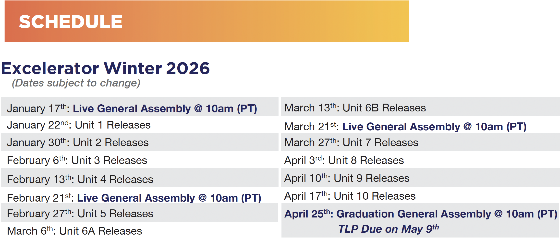 Winter 2026 Calendar